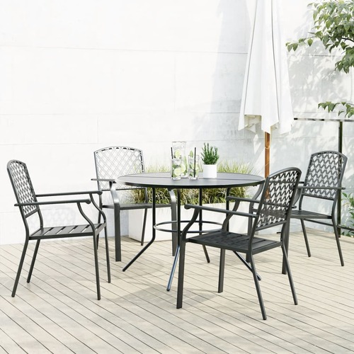 Stackable Garden Chair Set 5 Piece Anthracite Powder-coated Steel