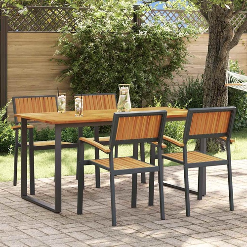 Garden Dining Set 5 pcs Black and brown 160 x 80 x 75 cm
