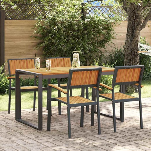 Garden Dining Set 5 pcs Black and brown 140 x 80 x 75 cm