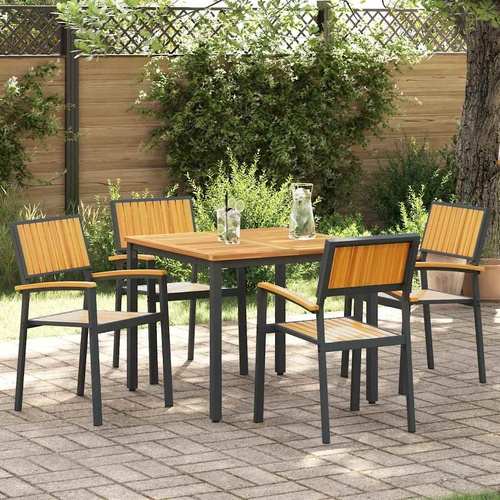 Garden Dining Set 5 pcs Black and brown 90 x 90 x 75 cm