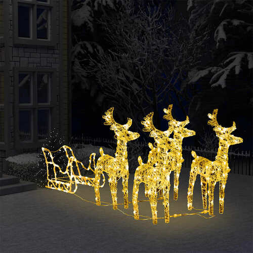 Reindeers & Sleigh Christmas Decoration 280x28x55 cm Acrylic