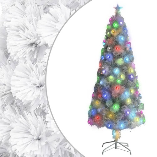 Artificial Pre-lit Christmas Tree White 210 cm Fibre Optic