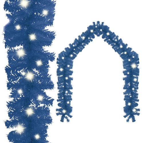 Christmas Garland with LED Lights 10 m Blue