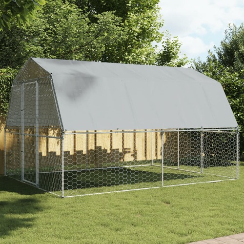 Bird Cage with Door Silver Galvanised Steel