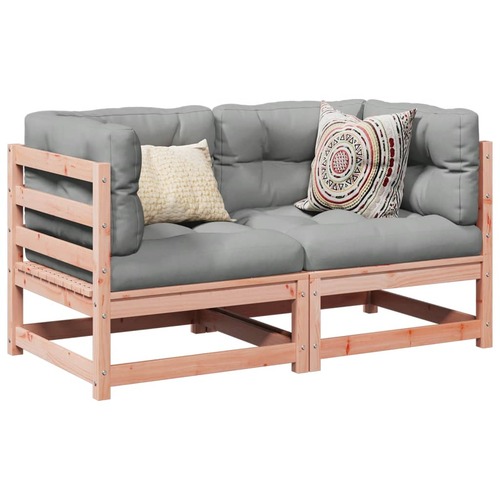 2 Piece Garden Sofa Set with Cushions Solid Wood Douglas Fir