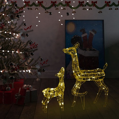 Acrylic Reindeer Family Christmas Decoration 160 LED Warm White