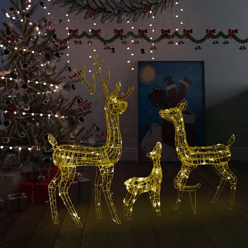 Acrylic Reindeer Family Christmas Decoration 300 LED Warm White