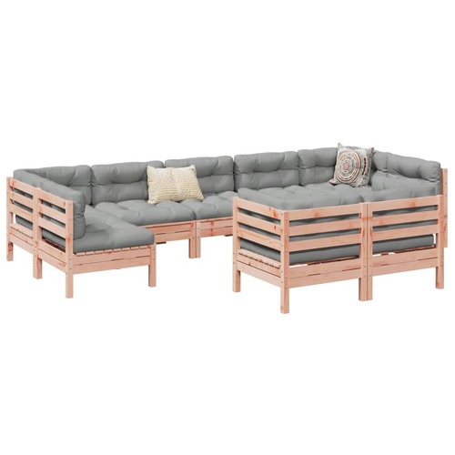 9 Piece Garden Sofa Set with Cushions Solid Wood Douglas Fir