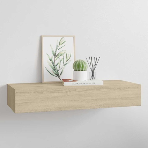 Wall-mounted Drawer Shelf Oak 60x23.5x10cm MDF
