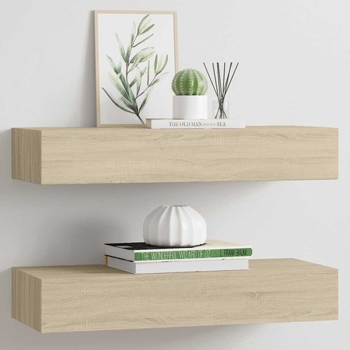 Wall-mounted Drawer Shelves 2 pcs Oak 60x23.5x10cm MDF