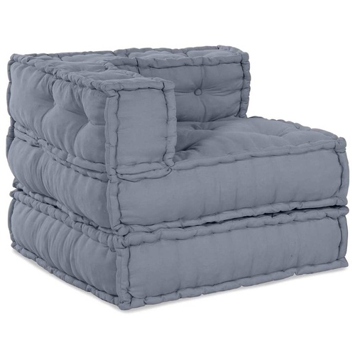 4-Seater Modular Pouffe Sofa in Grey Fabric
