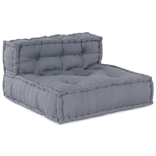 4-Seater Modular Pouffe Sofa in Grey Fabric