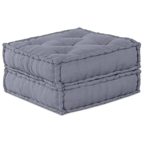 2-Seater Modular Pouffe Sofa in Grey Fabric