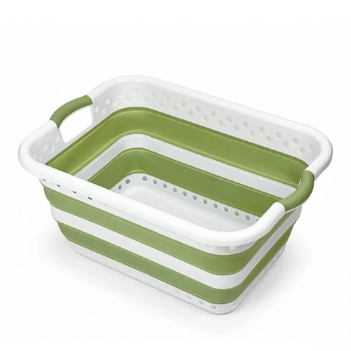 Addis 45L Collapsible Laundry Basket Folding Washing Hamper Green