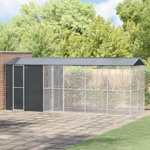 Bird Aviary with Extension - Anthracite, 210x640x247 cm Steel