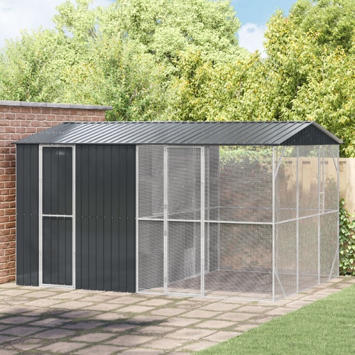 Bird Aviary with Extension, Anthracite Colour, 310x442x247 cm, Steel