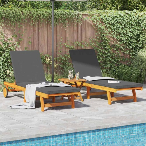 Sun Lounger 2 pcs Brown 63 x 199 x 85cm Solid Acacia wood