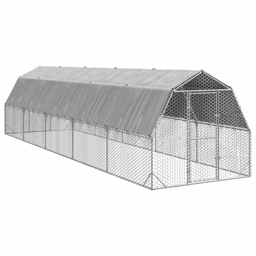 Chicken Run with Roof 2.5x10x2.25 m Galvanised Steel