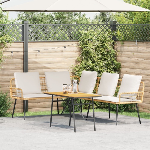 Garden Sofa Set 2 pcs Beige Poly Rattan