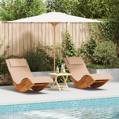 Rocking Sun Loungers with Cushions 2 pcs Solid Wood Acacia