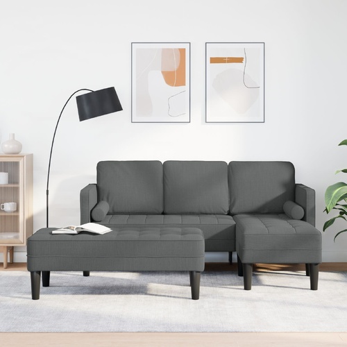 Sofa Set with Cushion 2 pcs Dark Grey Polyester