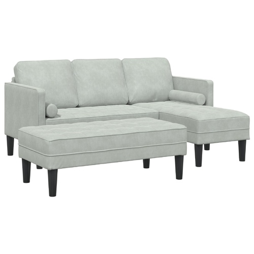 Sofa Set with Cushion 2 pcs Light Grey Polyester