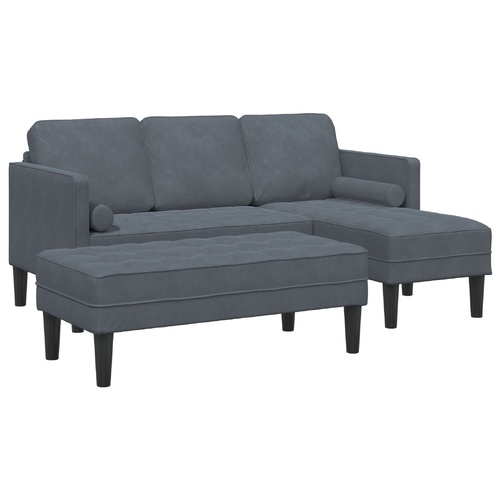 Sofa Set with Cushion 2 pcs Dark Grey Polyester