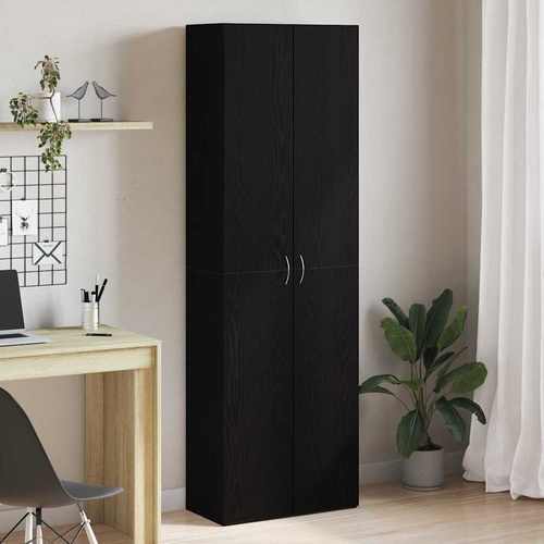 Office Cabinet 2 pcs Black oak 60 x 32 x 190 Engineered wood