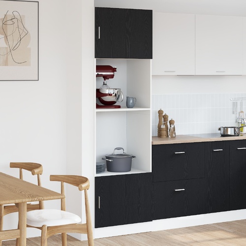 Microwave Cabinet Black Oak 60x57x207 cm Engineered Wood