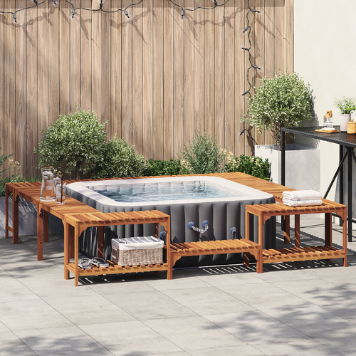Hot Tub Surround Brown 250 x 250 cm Solid Acacia Wood