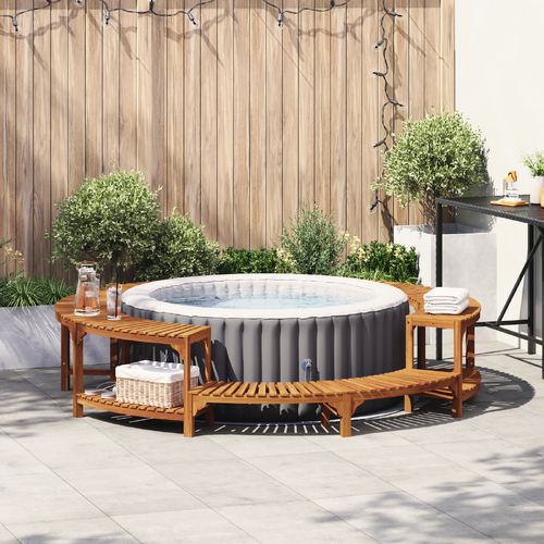 Hot Tub Surround Brown Ø255 x 55,5 cm Solid Acacia Wood