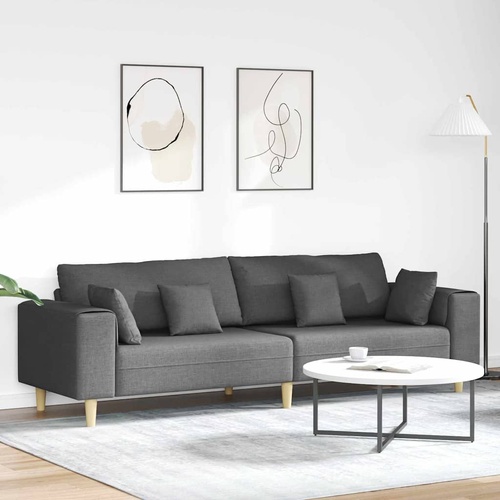 Sofa with Cushion Dark Grey 250 x 77 x 76 cm Fabric
