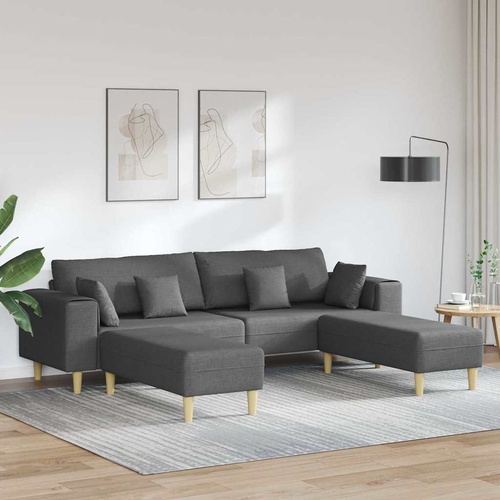 Sofa with Cushion 3 pcs Dark Grey Fabric