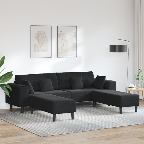 Velvet Sofa with Cushion with Pillow 3 pcs Black 208 cm Velvet