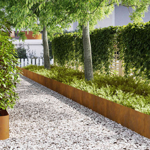Lawn Edging 30 pcs Brown 100 x 0.05 x 20 cm Weathering Steel