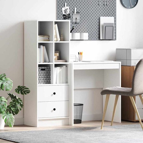 Desk with Drawer 2 pcs White