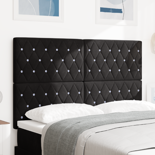 LED Headboard with LED Strip Lights Black 160 cm Polyester