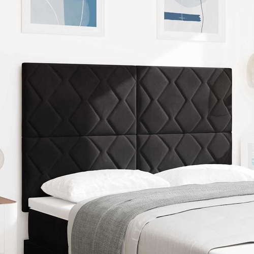 LED Headboard with Headboard Black 144 cm Faux Leather