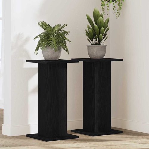 Speaker Stands with Shelf 2 pcs Black oak Engineered wood