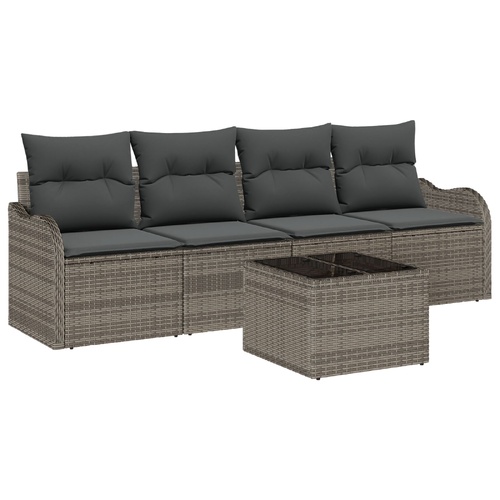 Garden Sofa Set Grey Poly Rattan