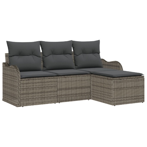 Garden Sofa Set with Cushion 4 pcs Grey Poly rattan