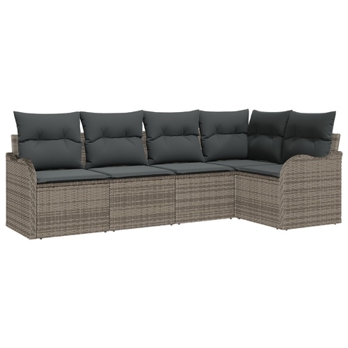 Garden Sofa Set with Cushion 5 pcs Grey Poly rattan