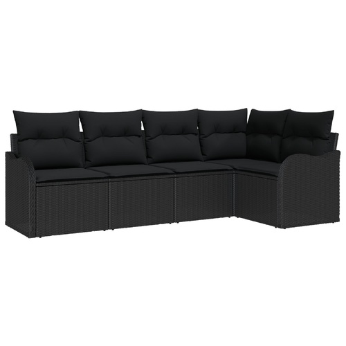 Garden Sofa Set Black Poly Rattan