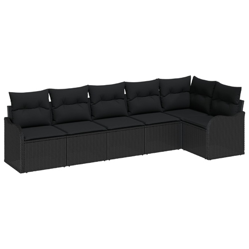 Garden Sofa Set Black Poly Rattan