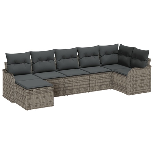 Garden Sofa Set Grey Poly Rattan