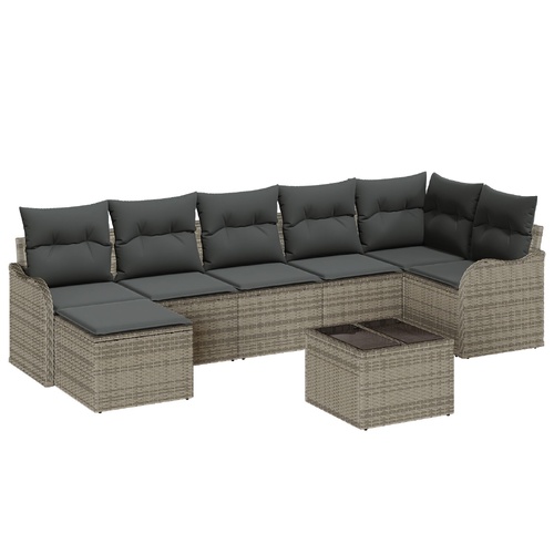 Garden Sofa Set 8 pcs Grey Poly Rattan