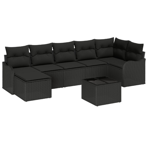 Garden Sofa Set Black Poly Rattan