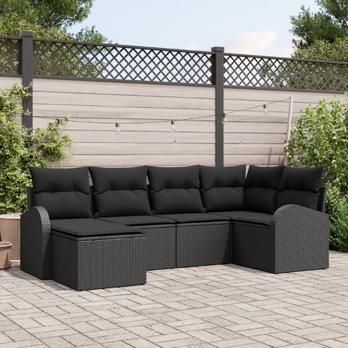 Garden Sofa Set 6 pcs Black Poly Rattan