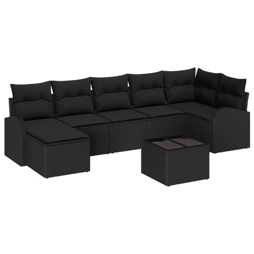 Garden Sofa Set with Cushion 8 pcs Black Poly rattan