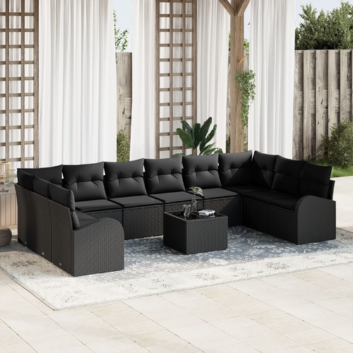 Garden Sofa Set 11 pcs Black Poly rattan